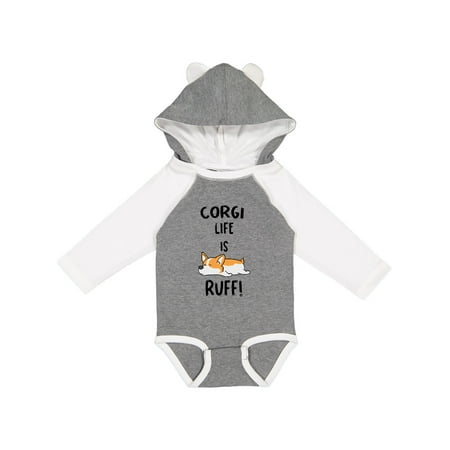 

Inktastic Corgi Life is Rough Gift Baby Boy or Baby Girl Long Sleeve Bodysuit