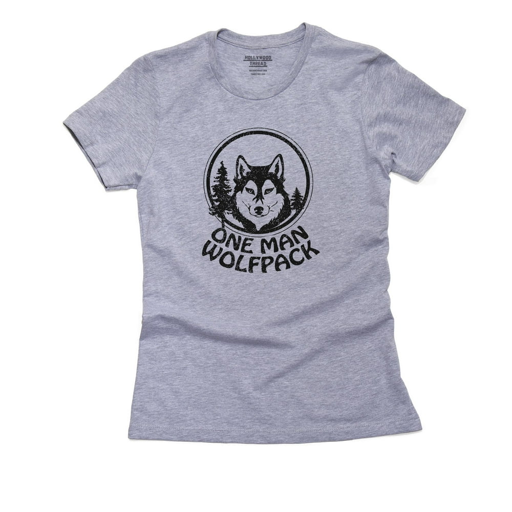 One Man Wolfpack Hangover Wolf Graphic Women S Cotton Grey T Shirt