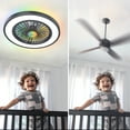 thumbnail image 4 of 22 Inch Enclosed Ceiling Fans With Lights And Remote, Updated 3 In 1 3000lm Bright LED Lighting With RGBW Multi-Color Nightlight,Dimmable, 6 Speeds, Reversiable,Flush Mount, Low Profile, 4 of 7