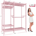 thumbnail image 4 of 680LBS Capacity Garment Clothes Rack, Metal Wadrobe Closet with Wire Shelves, Pink, 4 of 7