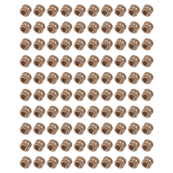 M3 x 3mm Female Thread Brass Knurled Threaded Insert Embedment Nuts 100PCS