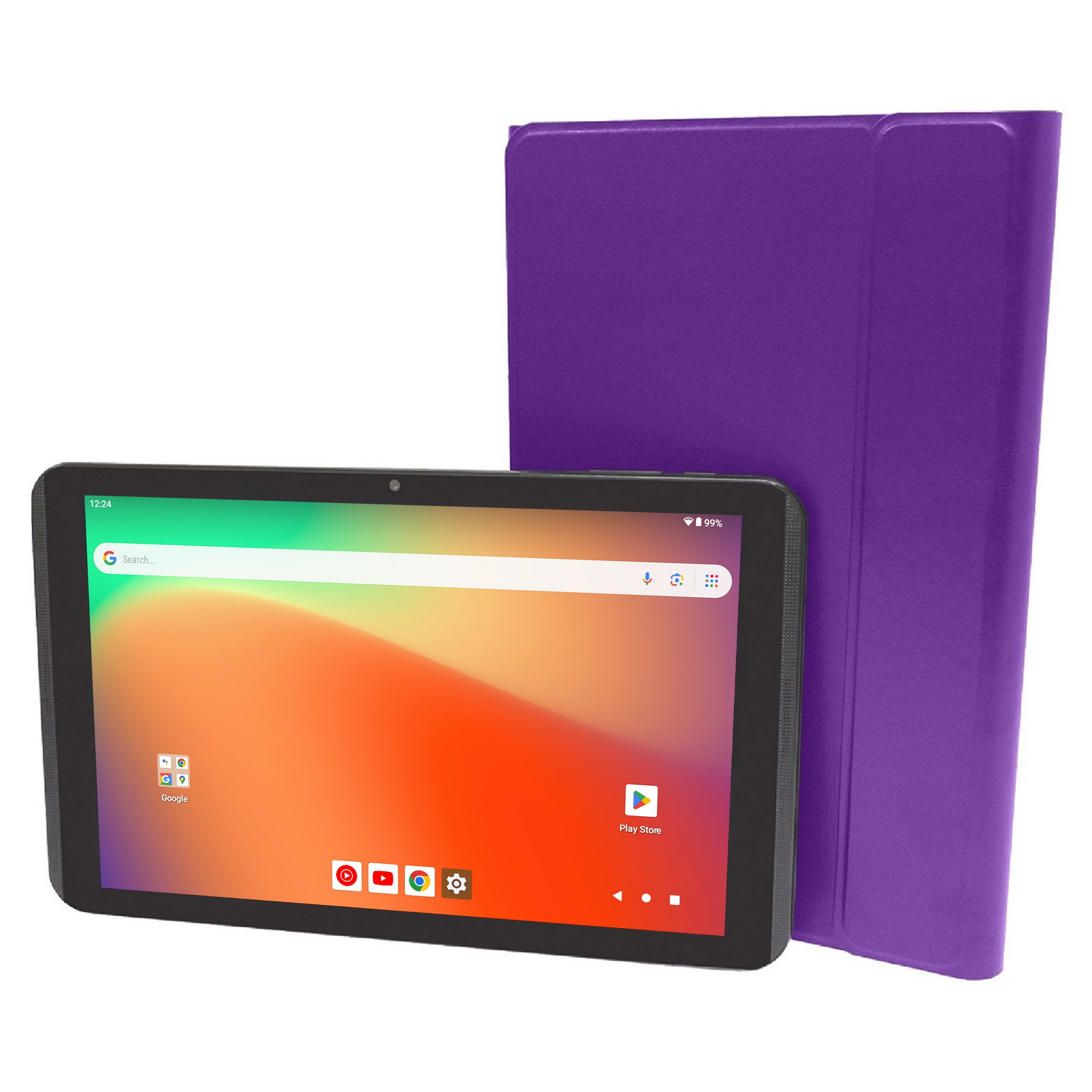 Visual Land Prestige Elite 10QH 10.1" HD IPS Android 13 Quad-Core Tablet, 128GB Storage, 2GB RAM, with Keyboard Case - Purple