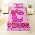thumbnail image 4 of spefrowx Pink Glitter Letter C Print Twin Sheets for Girls, Princess Bow Crown Bedding, 3-Piece, 1 Flat Sheet, 1 Fitted Sheet and 1 Pillowcase, 4 of 6