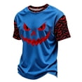 thumbnail image 6 of DORKASM Men Halloween Shirts Short Sleeve Ghost Graphic Comfy T Shirt Round Neck Spooky Skeleton 2026 T-Shirt Funny Print Fall Winter Lounge Blouse Blue 2XL, 6 of 7