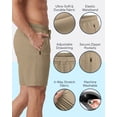 thumbnail image 3 of Athletic Shorts For Men 3 Pack Casual Shorts 8" Basketball Gym Shorts With Zipper Pockets Black, Hunter Green, Doeskin Size XL, 3 of 6