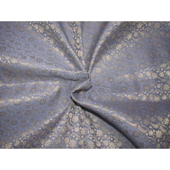 Brocade fabric lavender blue x metallic gold color 44" wide BRO759[3]