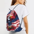 thumbnail image 6 of XMXT Unisex Drawstring Backpack for Women Men, Striped Flag Eagle Print Waterproof Gym Bag String Bags for Shopping Sport Travel, m, 6 of 8