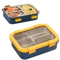 thumbnail image 2 of Stainless Steel Lunch Box, 3 Compartment Leakproof Bento Box, 720ml Divided Meal Prep Container, Metal Lunch Container with Lid, Food Container for Office, Work,Outdoor, Meal Prep Home Use, 2 of 4
