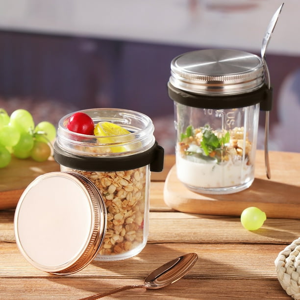 YX STORE Mason Jar with Spoon Airtight Lid Clear Scales Wide Mouth