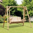 thumbnail image 2 of Outsunny 6.5' Outdoor Loveseat 2 Person Wood Porch Swing Natural Wood, 2 of 10