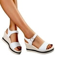 thumbnail image 5 of AXXD White Wedge Sandals for Women 7.5 Summer Sandals Open Toe Sandals Casual Low Slip On Sandals Comfortable Outdoor Shoes, 5 of 5