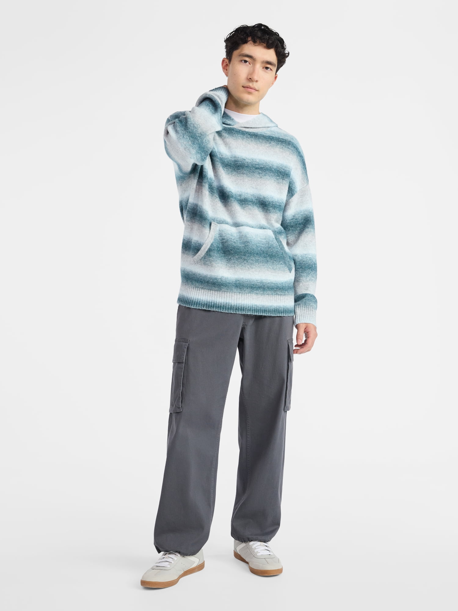 No Boundaries Brushed Hooded Sweater with Long Sleeves, Midweight, Men's & Big Men's XS-3XL