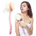 thumbnail image 4 of Cepillo para el cuerpo de ducha con cerdas y lufa, esponja de malla para baño con mango largo curvado para baño exfoliante de la piel, cerdas de masaje adecuadas para mojado o seco, hombres, 4 of 5