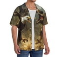 thumbnail image 4 of Honeii 's Dinosaur Bald Eagle for men's short-sleeved button-up collared shirt featuring a pocket, perfect for beach vacations, and travel adventures., 4 of 5