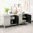 thumbnail image 3 of 69.55'' 4-door Cabinet, Champagne Hue. & Solid Wood. Ample Storage With Double Compartments. Customizable Adjustable Shelves. 330 Lbs Desktop Load Capacity. 66 Cabinet Laminate Capacity In, 3 of 7
