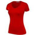 thumbnail image 4 of FashionMille Women's Slim FIt Basic V Neck Fitted Short Sleeve T-Shirt, 4 of 5