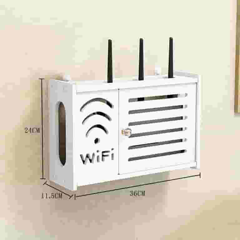 Whit Router Box Wifi Router Storage Box PPGE Home Wall Router Storage Box, White, WiFi ...