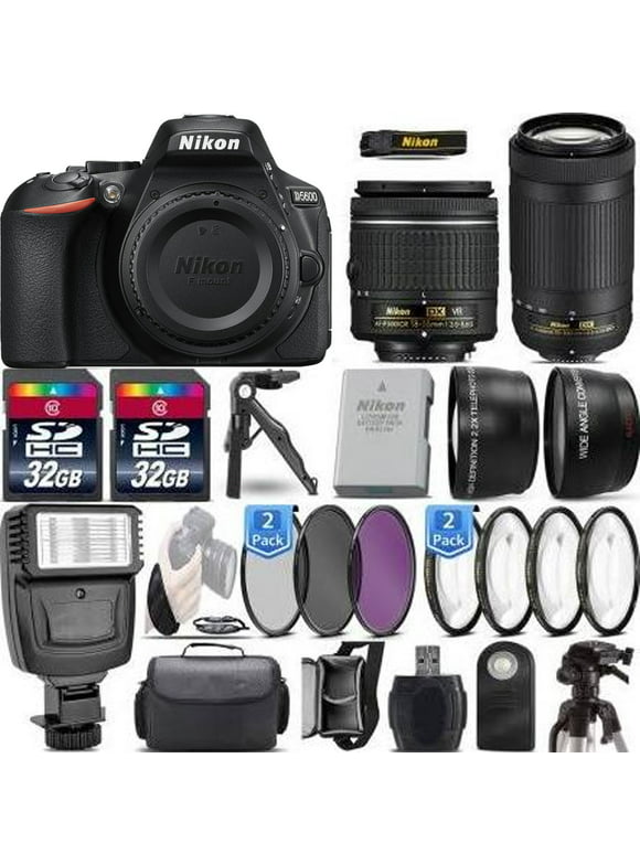 Nikon D5600 DSLR Camera + 18-55mm VR + Nikon 70-300mm + 1yr Warranty - 64GB Kit