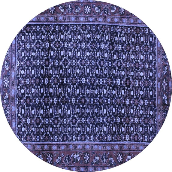 Ahgly Company Machine Washable Indoor Round Persian Blue Traditional Area Rugs, 4' Round