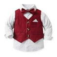 thumbnail image 5 of Toddler Baby Boy Wedding Suit Gentleman Outfits, Formal Dress Shirt+Bowtie+Vest+Suspender Pants Formal Clothes, 5 of 9