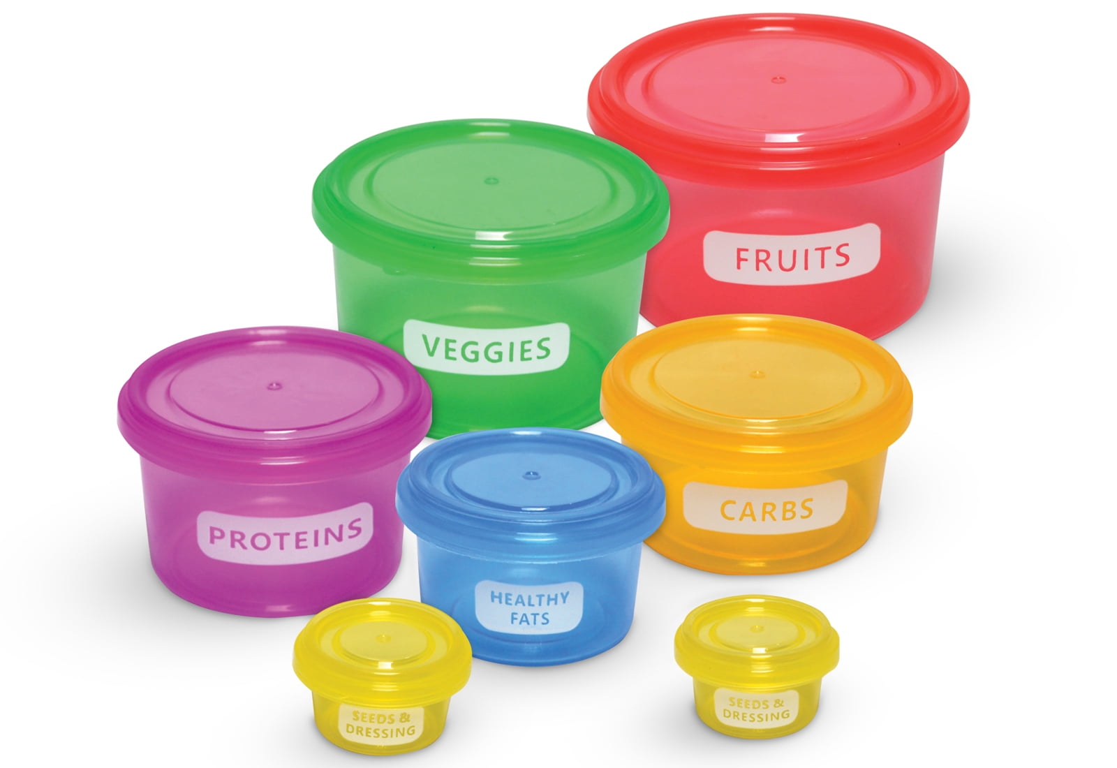 7 Piece Portion Control Container Set Weight Loss Diet Food Tubs Pots Storage UK 