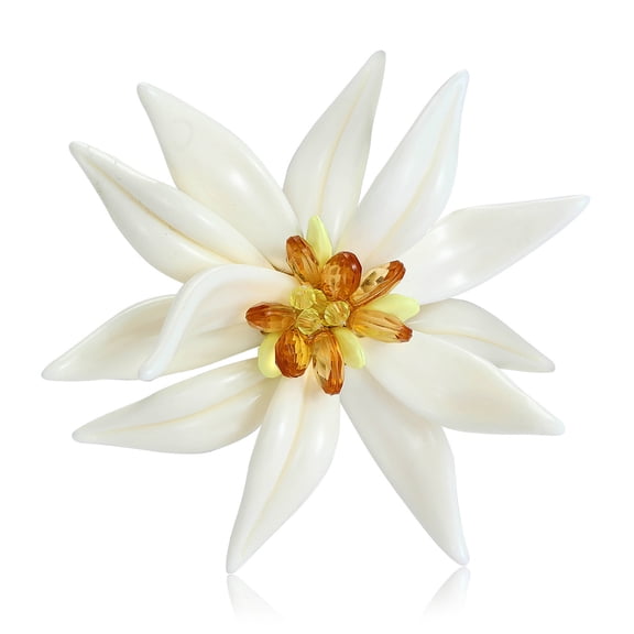 Elegant Edelweiss Flower Brooch Featuring Enameled Craftsmanship Lightweight Badge Pin For Everyday Use Gift