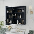 thumbnail image 2 of Angeleshome 24"x 30" Wall Mounted Medicine Cabinet with Mirror, 3 Tier Wooden Mirror Cabinet Storage Organizer with 2 Shelves Single Soft-Close Door, Navy Blue, 2 of 12