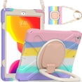 thumbnail image 2 of For iPad 9th/8th/7th Gen 10.2 inch 2021/2020/2019 Case, 360 Rotatable Handle Stand, Shoulder Strap, Drop-Proof Design, Colourful Pink, 2 of 7