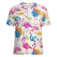 thumbnail image 5 of Flamingo Pattern Women's Short Sleeve T-Shirt Crew Neck Casual Summer Trendy Loose Fit Tops, 5 of 6