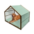 thumbnail image 1 of Mint Pet House, Shabby Fashion Abstract Squares Vintage Pattern Checkered Striped Crosswise, Outdoor & Indoor Portable Dog Kennel with Pillow and Cover, 5 Sizes, Jade and Almond Green, by Ambesonne, 1 of 4