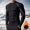 thumbnail image 2 of LIIPEE Men T Shirts Casual Long Sleeve High Neck Solid Color T Shirt Male Fitness Warm Lined Tee Tops Outdoor Training Comfortable Soft Breathable Daily Clothing,BK2,S, 2 of 5