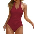 thumbnail image 1 of Riforla Swimsuit for Women Plus Size High Waisted Swimsuit with Strappy Ruffle Detail for Summer Beach Pool One-Piece Bathing Suit for Women Brick Red S, 1 of 8