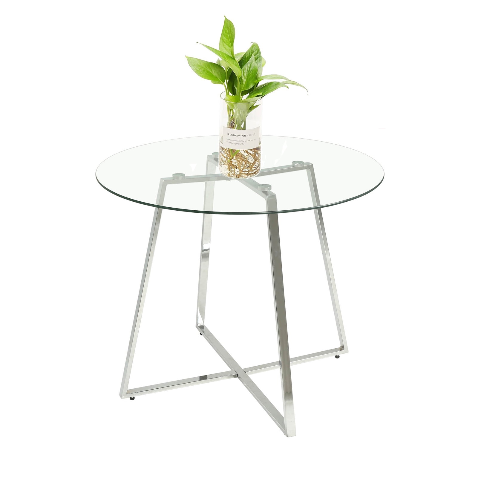 Omni House Round Dining Room Table, Modern Glass Kitchen Table with