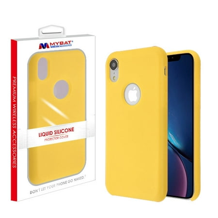 Apple iPhone XR (6.1 inch) Phone Case Slim Fit Thin Hybrid Liquid Silicone Soft Gel Rubber Shockproof YELLOW Cover with Soft Microfiber Cloth Lining Cushion Case for Apple iPhone Xr