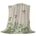 thumbnail image 6 of Hummingbird Blanket Soft Cozy Warm Twin Blanket for Bed, Plush Fuzzy Flannel Fleece Blankets for Sofa, Sage Green Botanical Leaf Vintage Botanical Throw Blankets for Couch, Gifts for Men, 60"x80", 6 of 9