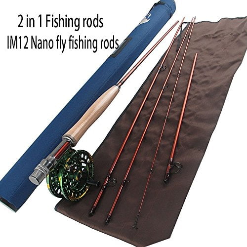 Aventik Fly Fishing Rod IM12 Nano Carbone 2 en 1 Rod Avec Extra Extension section