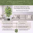 thumbnail image 4 of Artificial Tree, 6ft Artificial Designer Ficus Tree in a Black Embossed Metal Planter by LCG Florals, Faux Designer Fake Indoor Tree for Living Room, Office, and Home Décor, 4 of 11