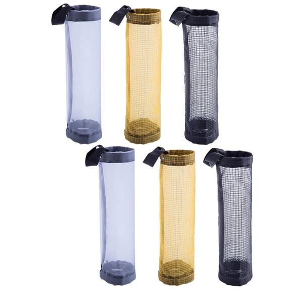 6-Pack Plastic Grocery Bag Holders Mesh Organizer Dispenser for Trash Bags Hanging Storage Solution
