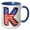Blue/White, variant on 3drose, Stars and Stripes Monogram Initial K, 11oz Two-tone Blue Mug