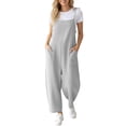 thumbnail image 2 of One Piece Jumpsuits for Women Casual Lace Up Sleeveless Solid Overalls With Pocket Drawstring Loose Spaghetti Strap Romper Trendy Jumpsuits, 2 of 6