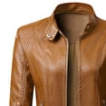 thumbnail image 3 of Leather Jackets for Women Zpanxa Women Faux Leather Moto Biker Short Coat Jacket, Plus Size Short Lightweight Motorcycle Biker Jacket, Fitted Slim Jackets Coat Brown L, 3 of 4