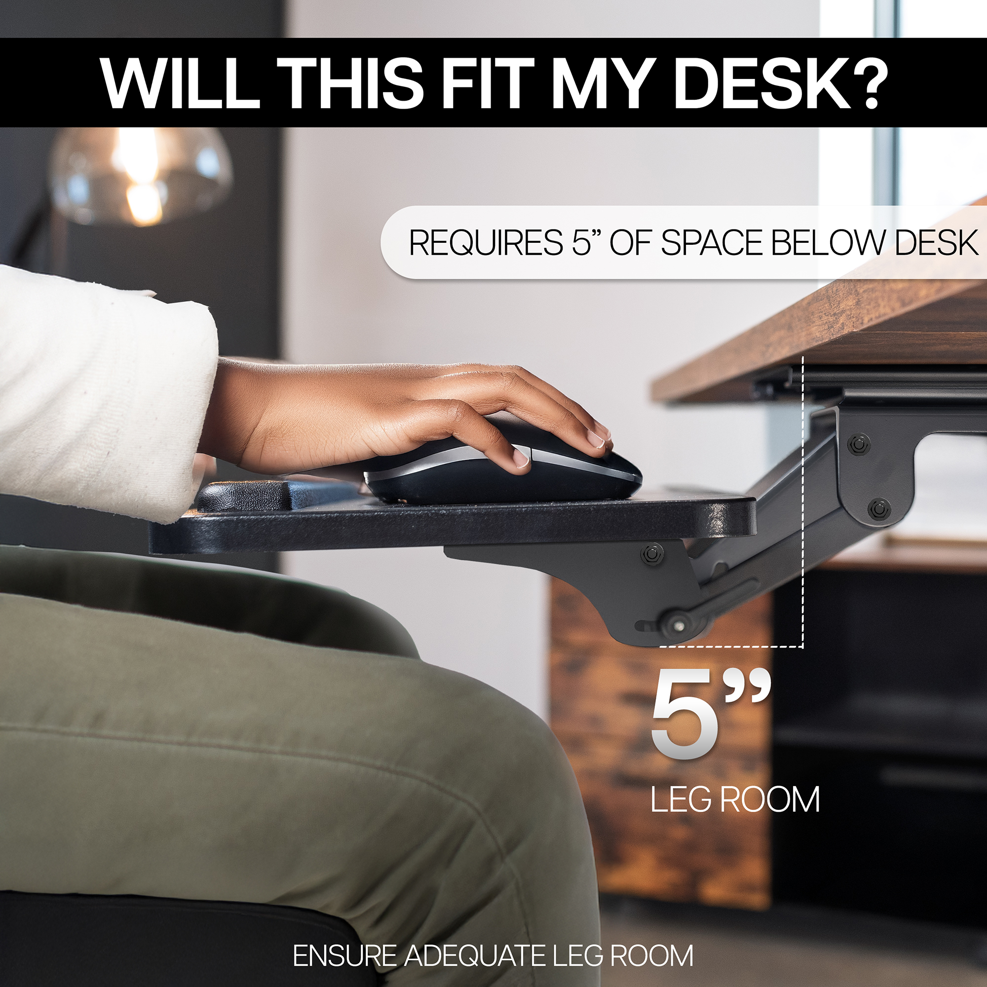 VIVO Adjustable Computer Keyboard & Mouse Platform Tray Under Table Desk Mount