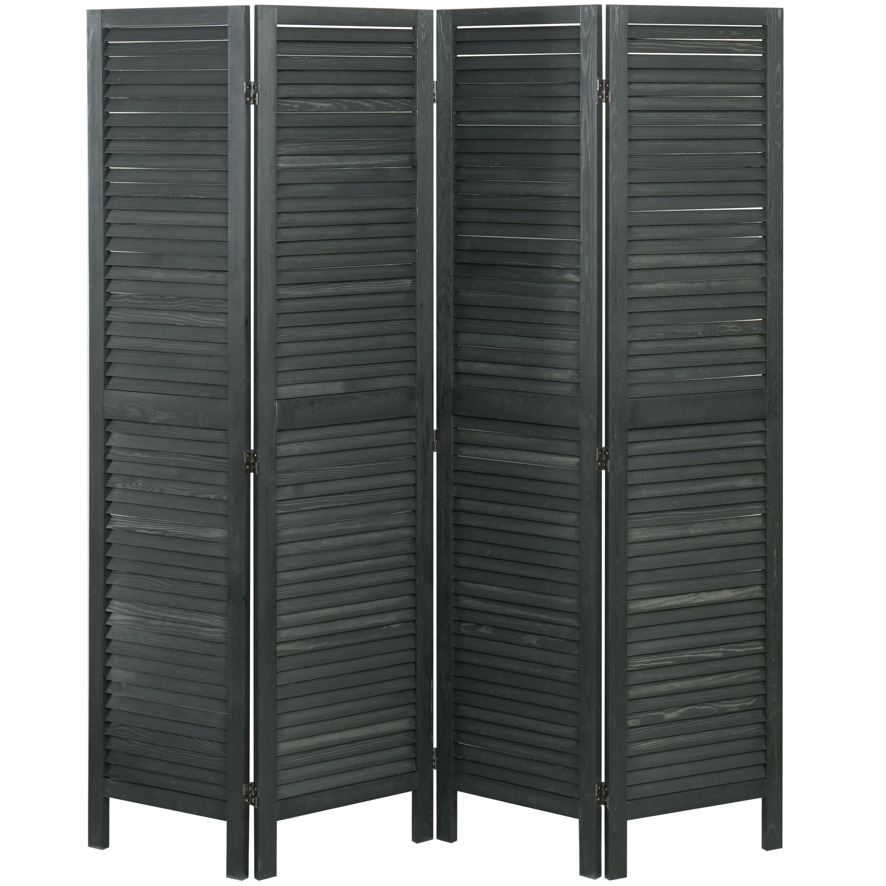 MyGift Rustic Gray Wood 4Panel Folding Louvered Room Divider