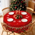 thumbnail image 2 of Winter Red Bow Christmas Round Tablecloth,60 Inch,Washable Table Cover for Holiday Dining Party Kitchen Decor, 2 of 6
