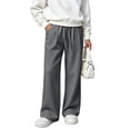 thumbnail image 2 of SDNall Girls Drawstring Wide Leg Sweatpants, Solid Color Elastic Waist Casual Trousers for School Sports, Fall Winter Daily Causal Pants 4-16 Years, 2 of 7
