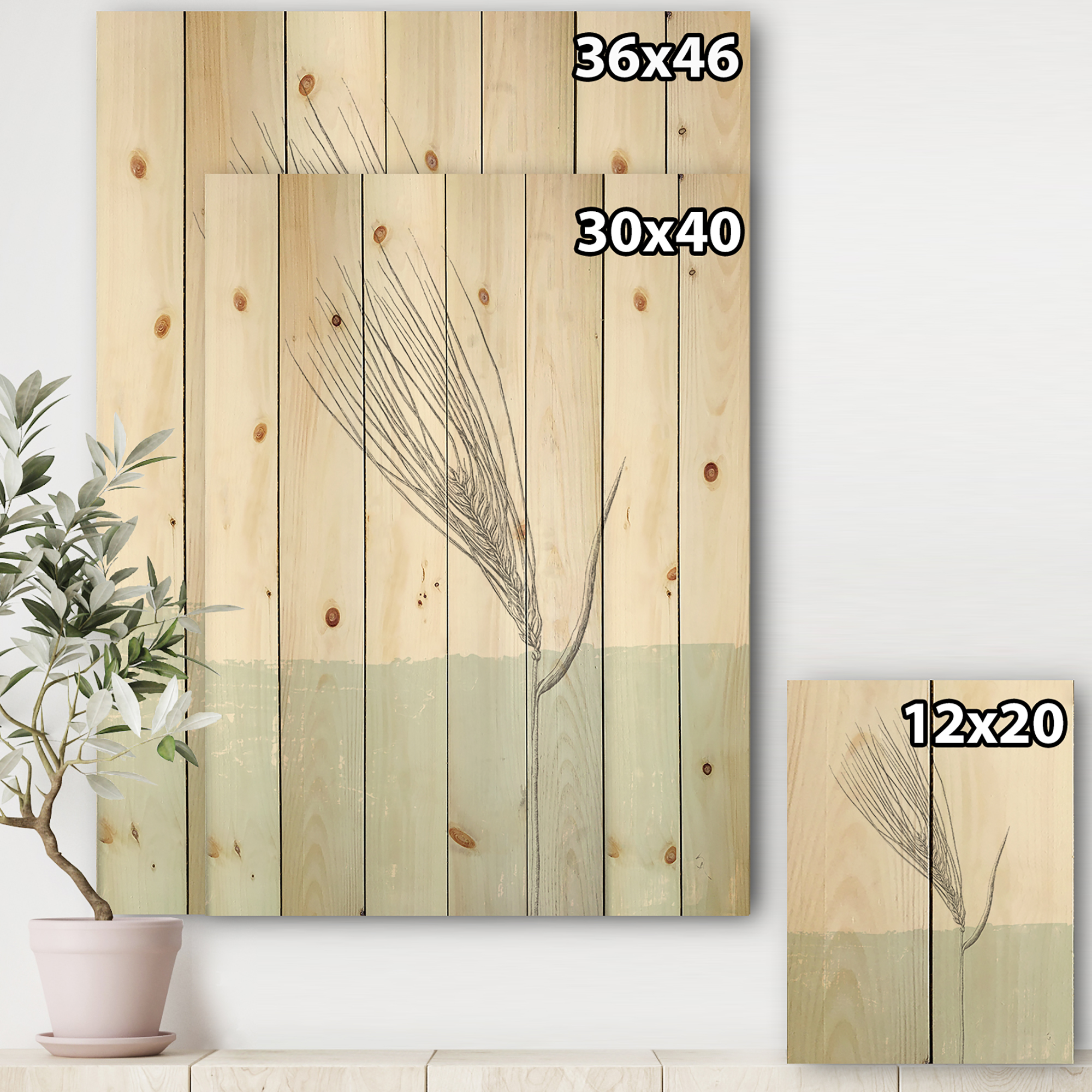 Designart 'Natural Element Farmhouse I' Cottage Print on Natural Pine Wood
