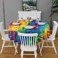 thumbnail image 2 of Colorful Circular Pattern Round Tablecloth 60"x60",Wrinkle Wipeable Table Cloth for Kitchen Dining Room Picnic Patio Party, 2 of 6
