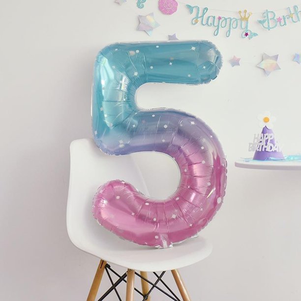 Globo Digital De Sirena De 40 Pulgadas Cielo Estrellado Color Jalea Niños Niñas Feliz Fiesta De Cumpleaños Decoración Globos Con Número De Cristal