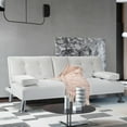 thumbnail image 3 of Vineego Modern Sofa Bed Faux Leather Couch Convertible Futon with Two Cupholders, White, 3 of 8