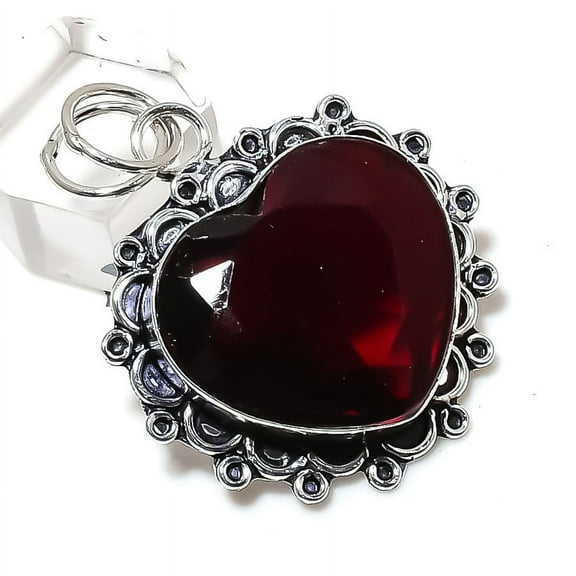 Mozambique Garnet Handmade 925 Sterling Silver Gift Jewelry Pendant 1.85"